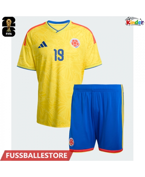 Günstige Kolumbien Rafael Santos Borre #19 Heimtrikotsatz Kinder WM 2026 Kurzarm (+ Kurze Hosen)